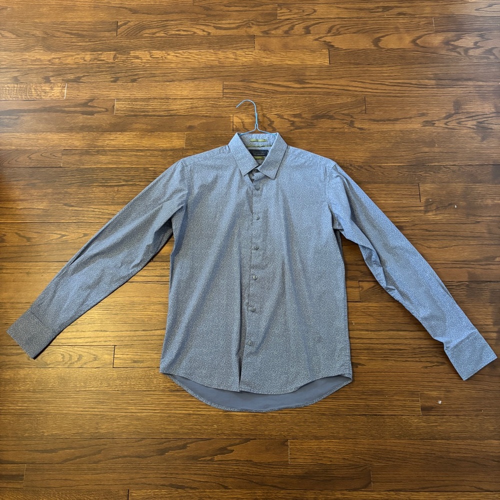 Denim & Flower Men’s Medium Stretch Blue Button Up Dress Shirt